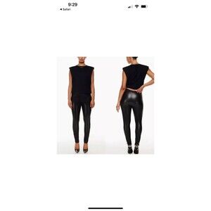 NWT TEN by Babaton Black High Rise Showcase Leggings in Shiny Faux Leather XS